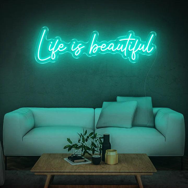 LIFE IS BEAUTIFUL - LED NEON SIGN-Neonsigns-45 x 90 cm-Teal-Neon Brothers