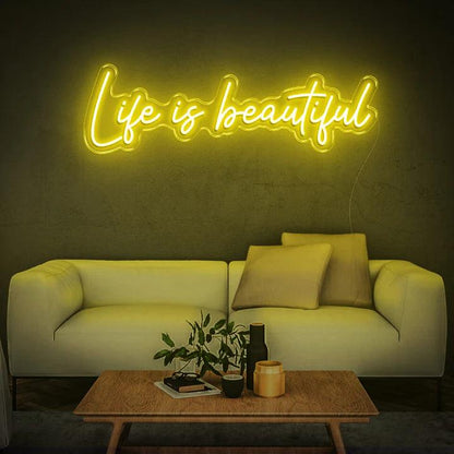 LIFE IS BEAUTIFUL - LED NEON SIGN-Neonsigns-45 x 90 cm-Yellow-Neon Brothers