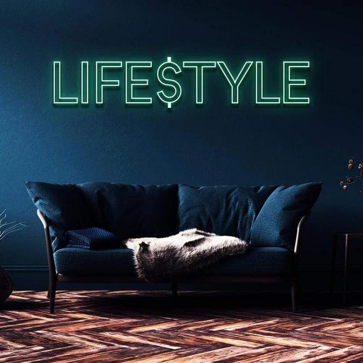 "LIFESTYLE" NEON SIGN-Neonsigns-45 x 90 cm-Green-Cut to Shape-Neon Brothers