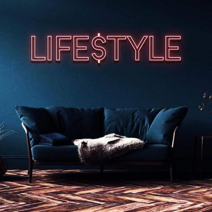 "LIFESTYLE" NEON SIGN-Neonsigns-45 x 90 cm-Red-Cut to Shape-Neon Brothers