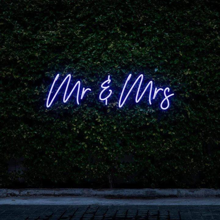 "MR & MRS" NEON SIGN-Neonsigns-45 x 90 cm-Blue-Cut to Shape-Neon Brothers