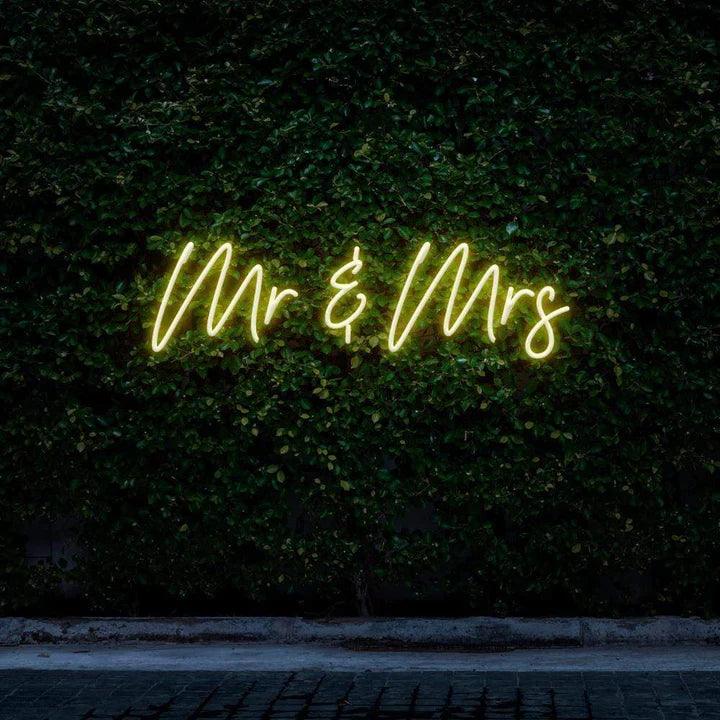 "MR & MRS" NEON SIGN-Neonsigns-45 x 90 cm-Yellow-Cut to Shape-Neon Brothers