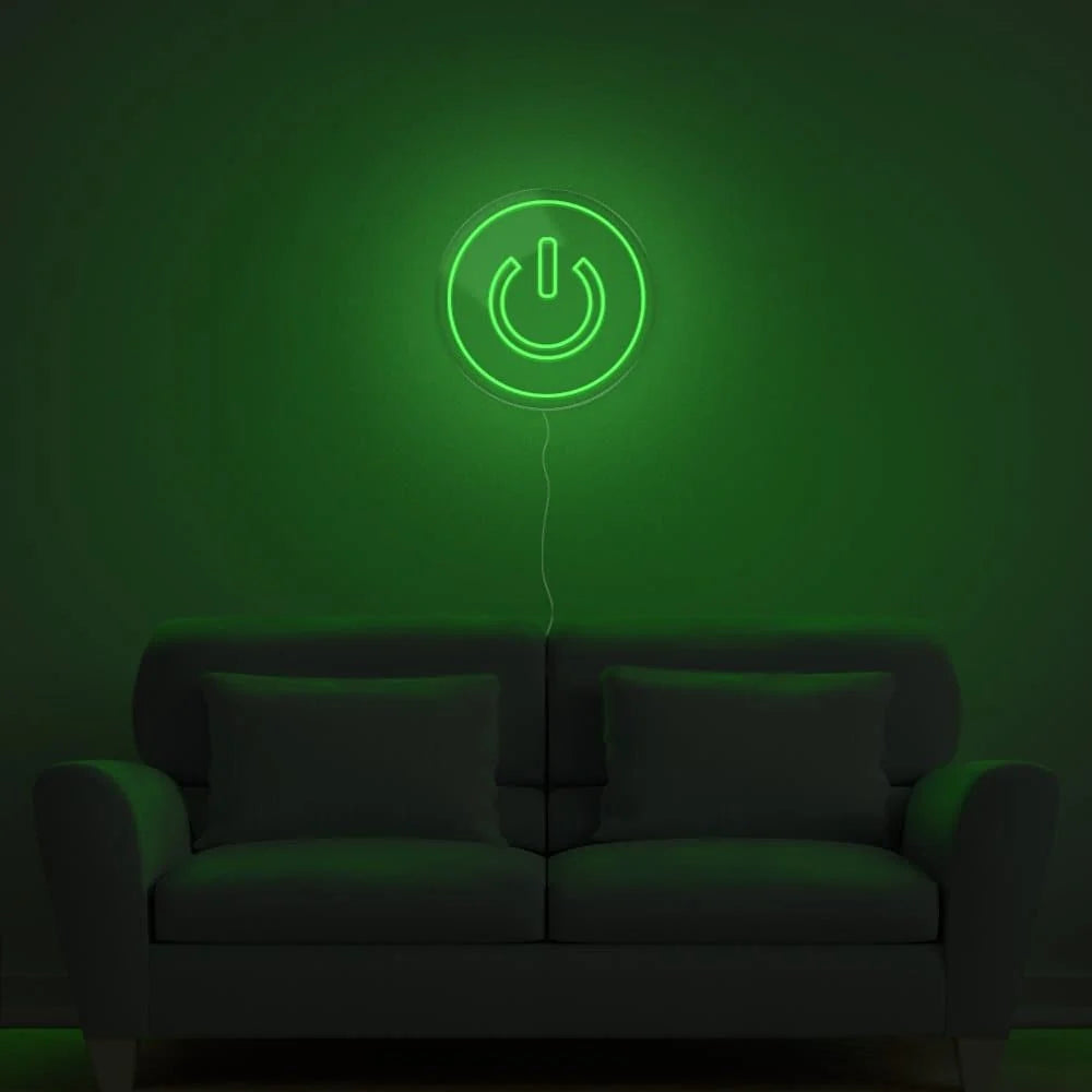 Power Button Neon Sign – LED Neon Light for Modern Home & Office Decor