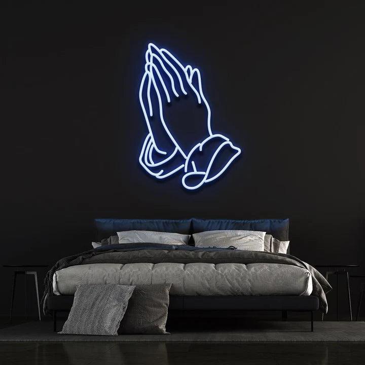 PRAYING HANDS - LED NEON SIGN-Neonsigns-45 x 90 cm-Blue-Neon Brothers