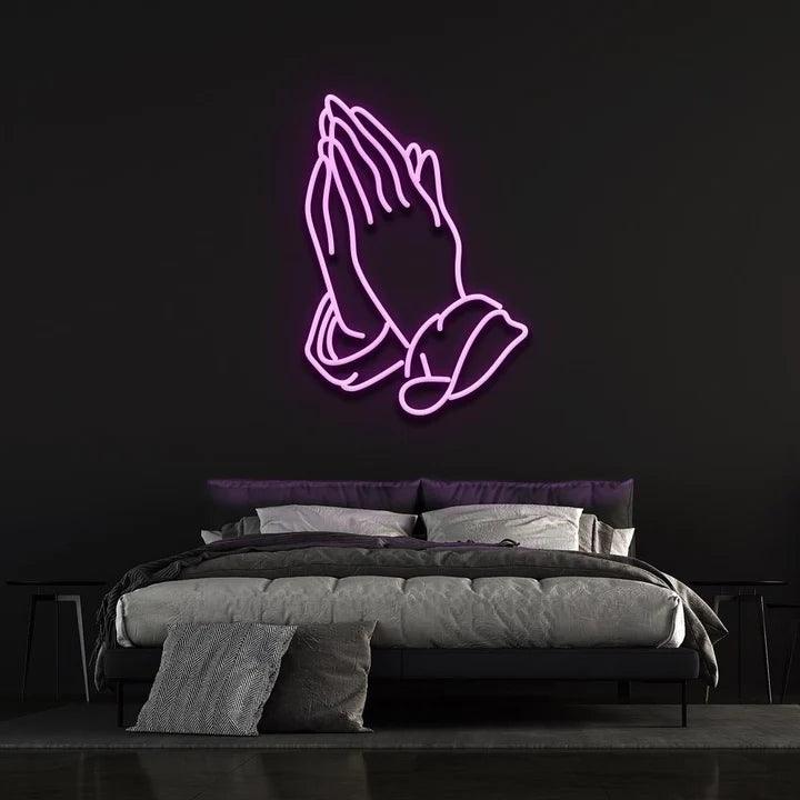 PRAYING HANDS - LED NEON SIGN-Neonsigns-45 x 90 cm-Purple-Neon Brothers