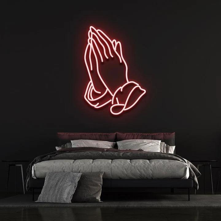 PRAYING HANDS - LED NEON SIGN-Neonsigns-45 x 90 cm-Red-Neon Brothers