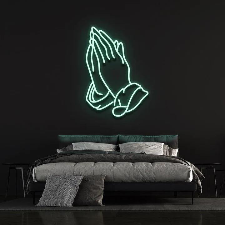 PRAYING HANDS - LED NEON SIGN-Neonsigns-45 x 90 cm-Teal-Neon Brothers