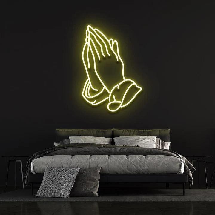 PRAYING HANDS - LED NEON SIGN-Neonsigns-45 x 90 cm-Yellow-Neon Brothers