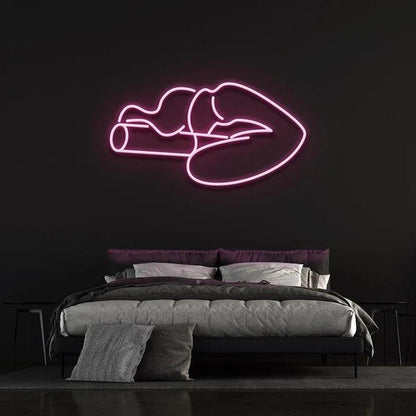 SMOKING LIPS - LED NEON SIGN-Neonsigns-45 x 90 cm-Pink-Neon Brothers