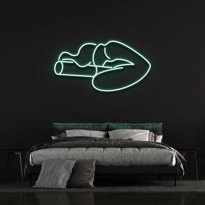 SMOKING LIPS - LED NEON SIGN-Neonsigns-45 x 90 cm-Teal-Neon Brothers