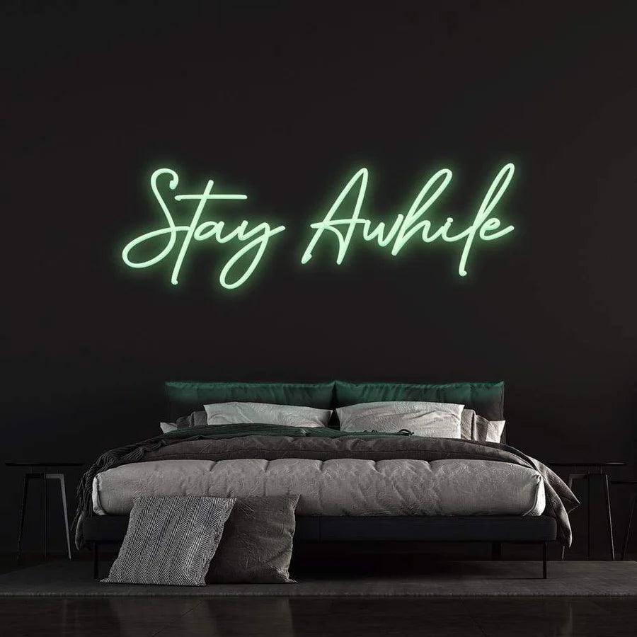 STAY AWHILE - LED NEON SIGN-Neonsigns-45 x 90 cm-Green-Neon Brothers