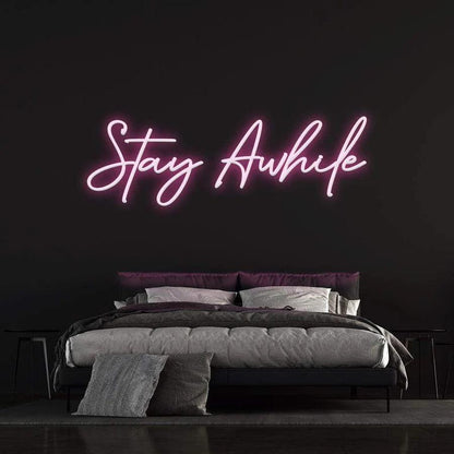 STAY AWHILE - LED NEON SIGN-Neonsigns-45 x 90 cm-Pink-Neon Brothers