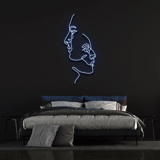 TWO FACES - LED NEON SIGN-Neonsigns-45 x 90 cm-Blue-Neon Brothers