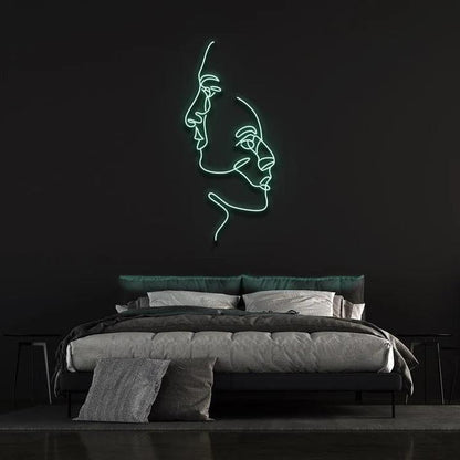 TWO FACES - LED NEON SIGN-Neonsigns-45 x 90 cm-Teal-Neon Brothers