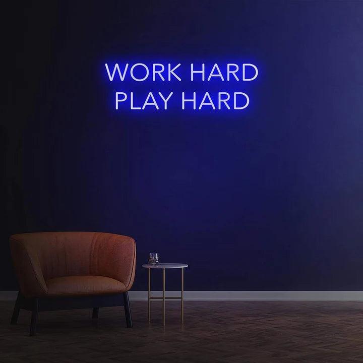 WORK HARD PLAY HARD NEON SIGN-Neonsigns-Blue-45 x 90 cm-No-Neon Brothers