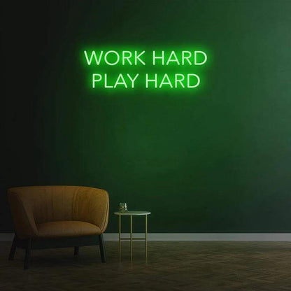 WORK HARD PLAY HARD NEON SIGN-Neonsigns-Green-45 x 90 cm-No-Neon Brothers