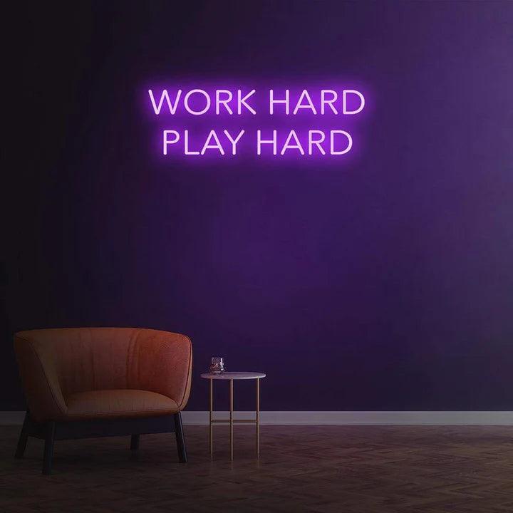 WORK HARD PLAY HARD NEON SIGN-Neonsigns-Purple-45 x 90 cm-No-Neon Brothers